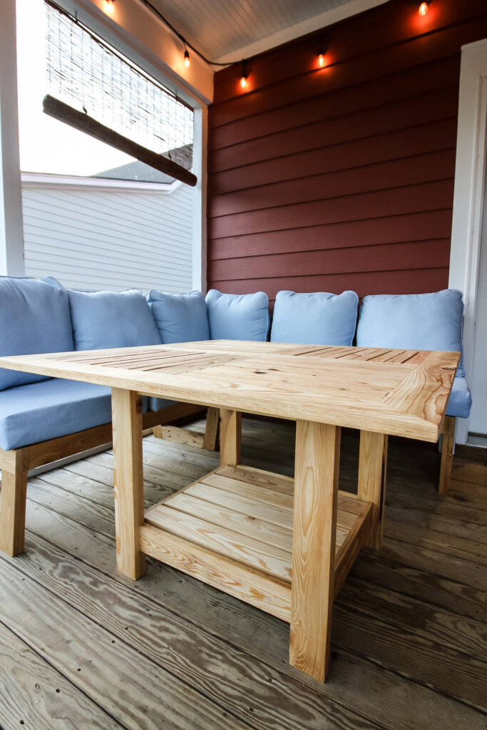 Table built with concealed pocket hole joinery