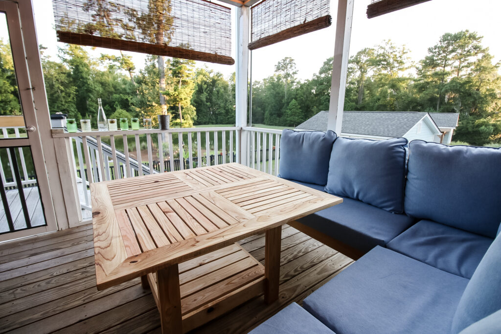 DIY square outdoor table with view