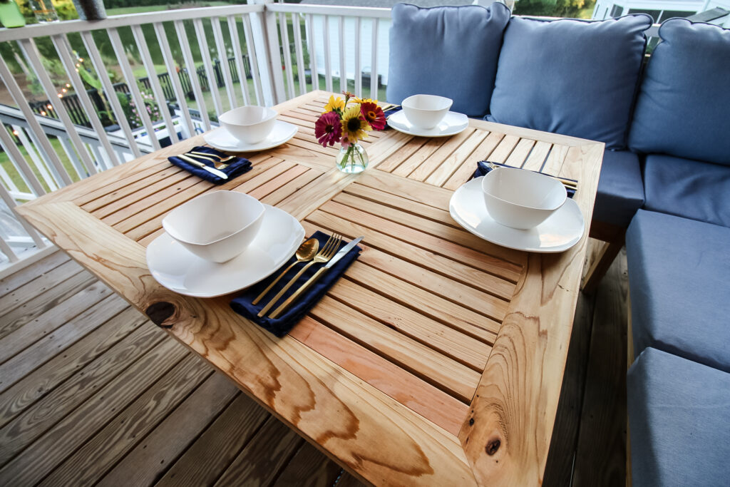 DIY outdoor dining table set for dinner