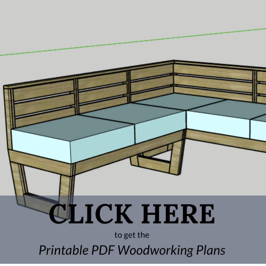 Link to woodworking plans for DIY modern outdoor sectional couch - Charleston Crafted