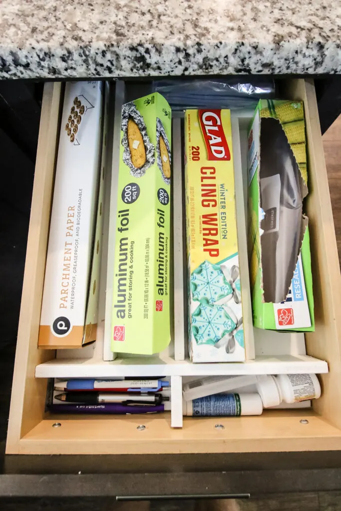 Organized kitchen junk drawer