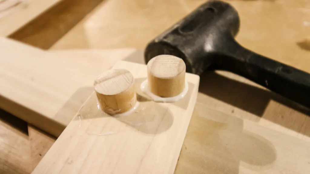 Dowels in holes to support step 