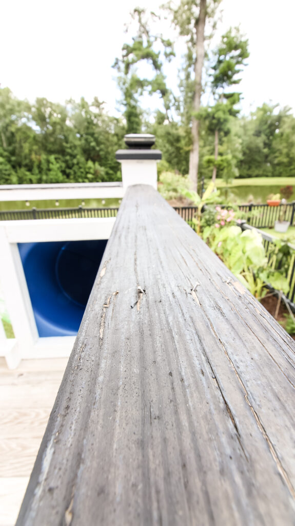 Nails popping out of old porch railing cap