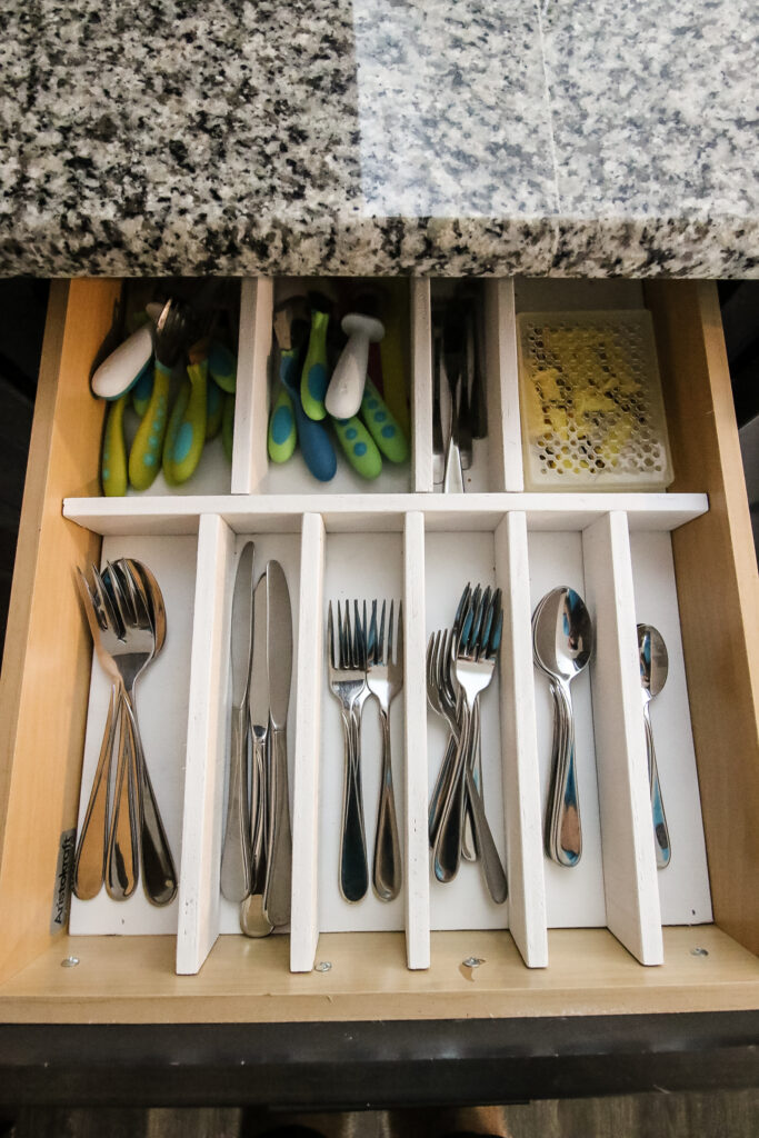 Organized silverware drawer