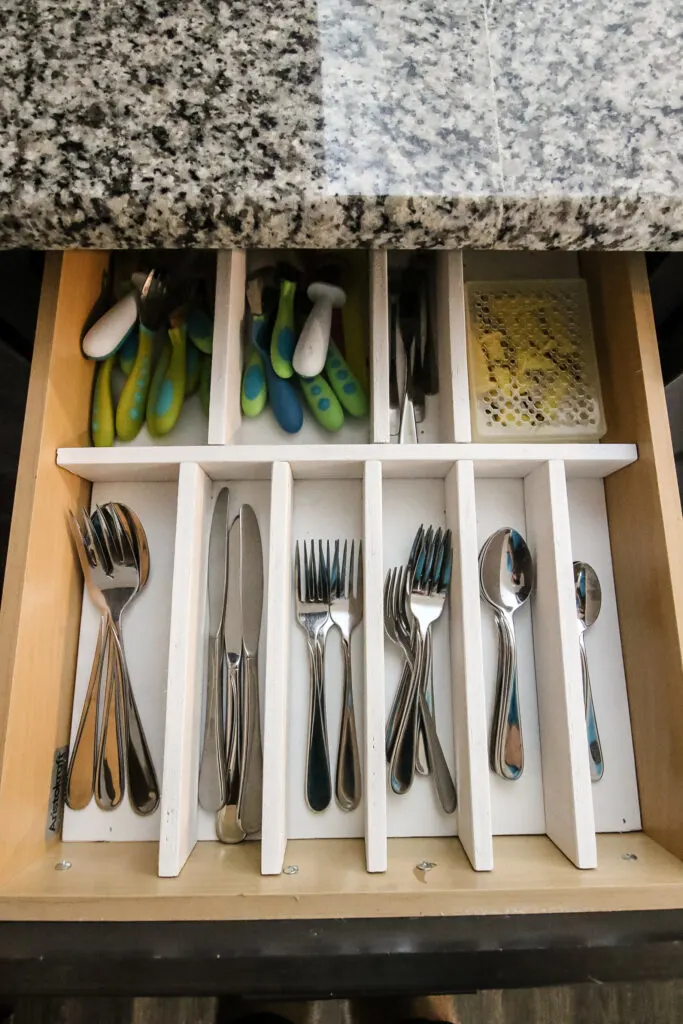 Organized silverware drawer