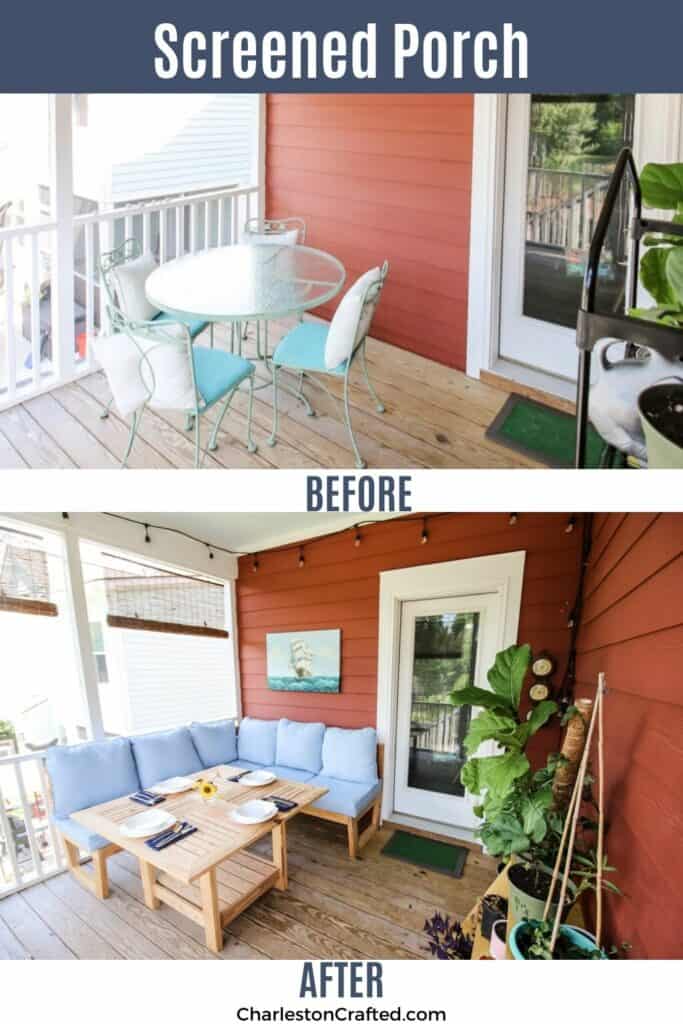 screened porch before and after