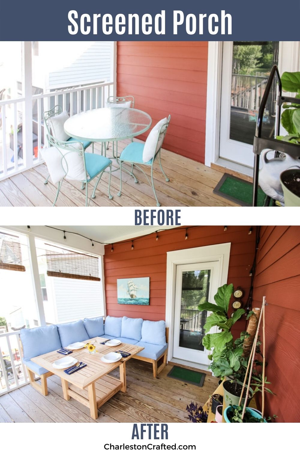 screened porch before and after