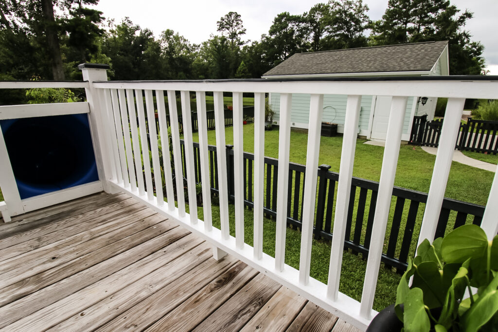 Reverse side of stair railing