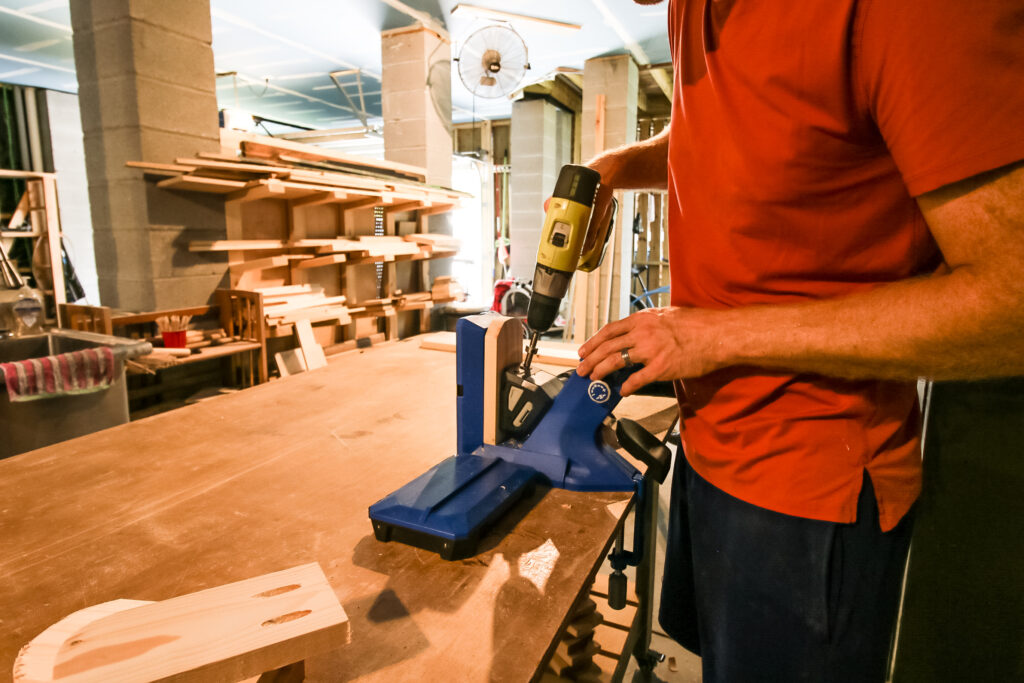 Drilling pocket holes in cat stairs with Kreg 720 jig