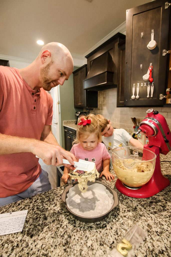 Baking with kids on DIY learning tower