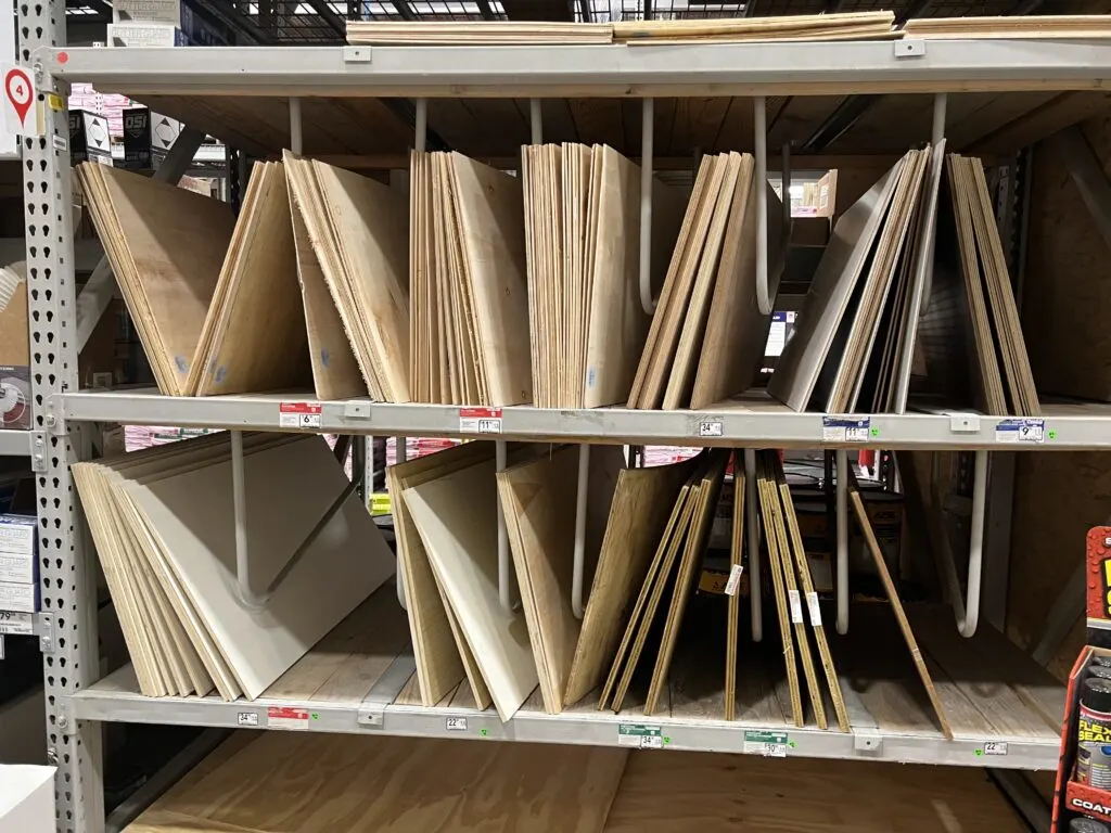 rack of plywood sheets