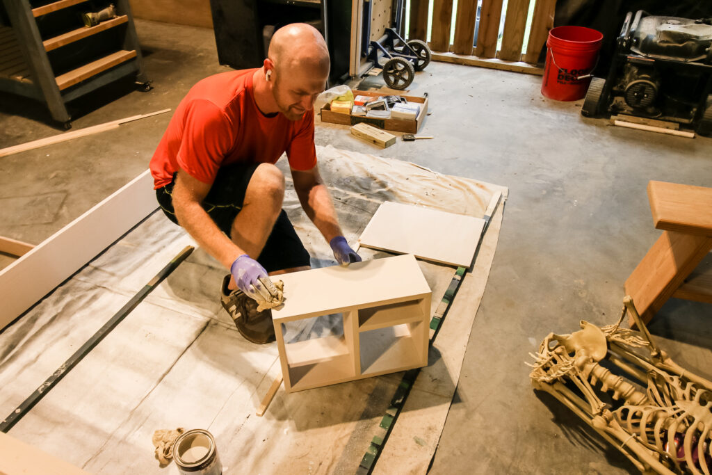 Staining fold down vanity