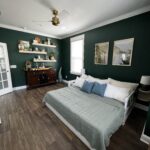 gold and green guest bedroom