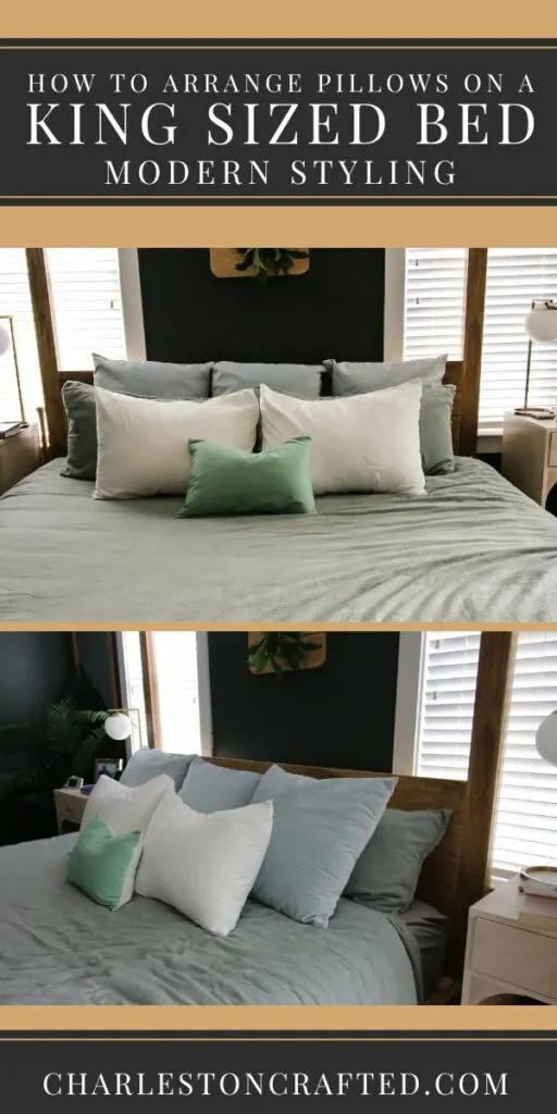 how to arrange pillows on a king sized bed - modern styling