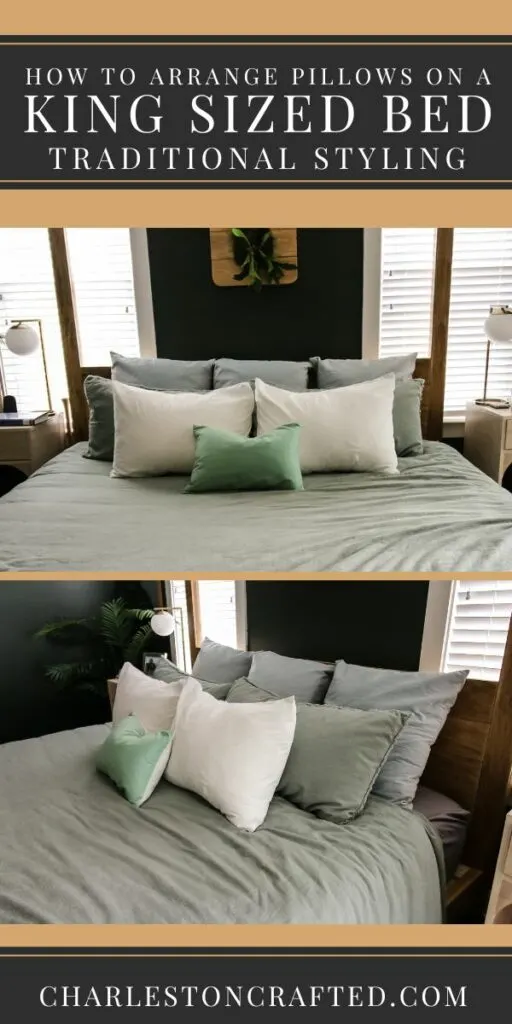how to arrange pillows on a king sized bed - traditional styling 