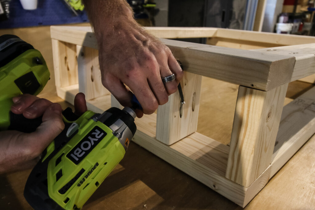 Attaching second panel to DIY yard tool organizer