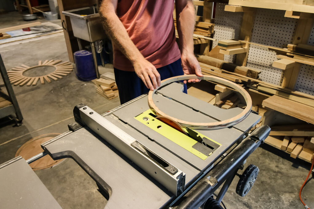 Cutting angle on plywood rings with table saw