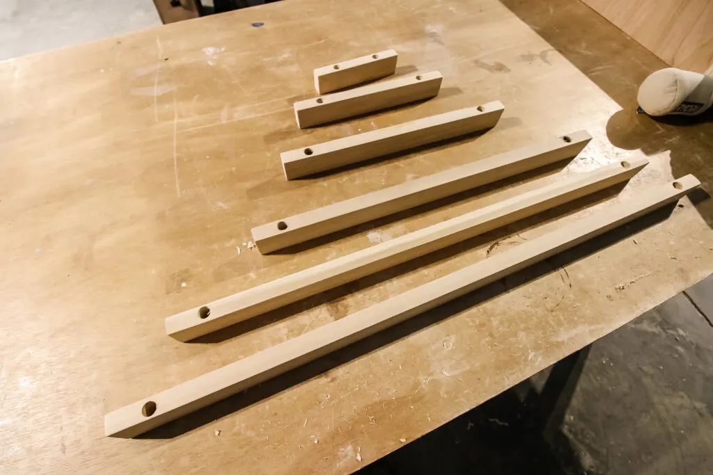 Holes drilled on top of boards for tree holder