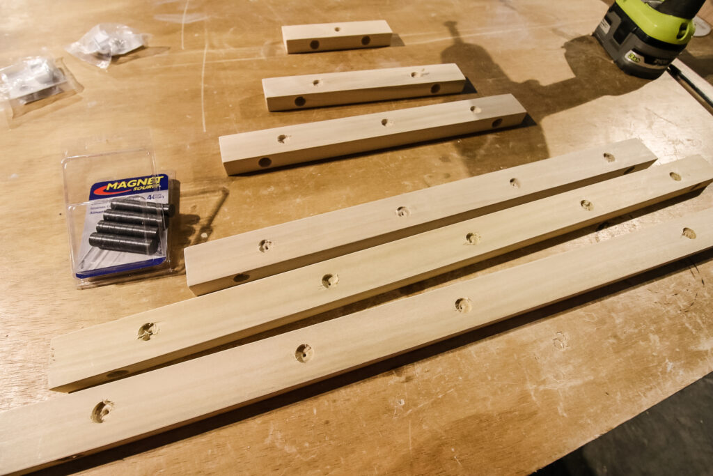 Holes drilled for magnets