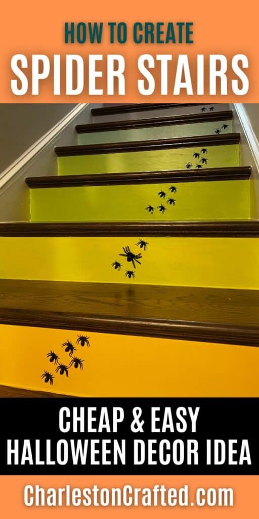 how to create spider stairs - easy and cheap halloween idea