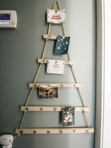 Tree shaped Christmas card holder full view