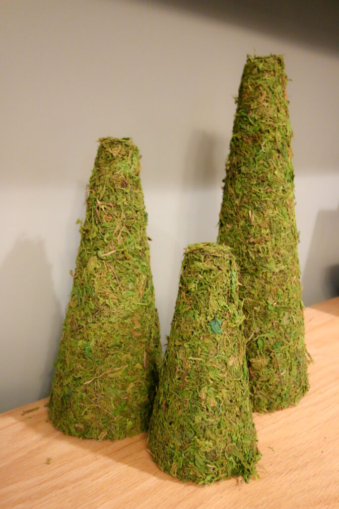 DIY moss Christmas trees