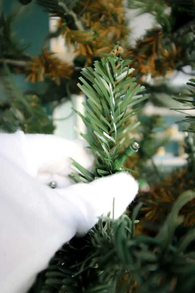 fluffing a christmas tree