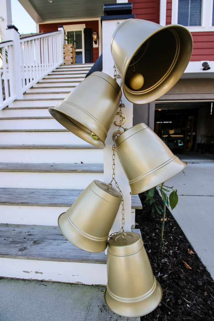 Giant jingle bells hanging on chain