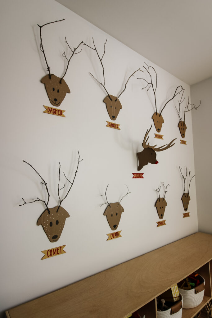 Cardboard reindeer wall display