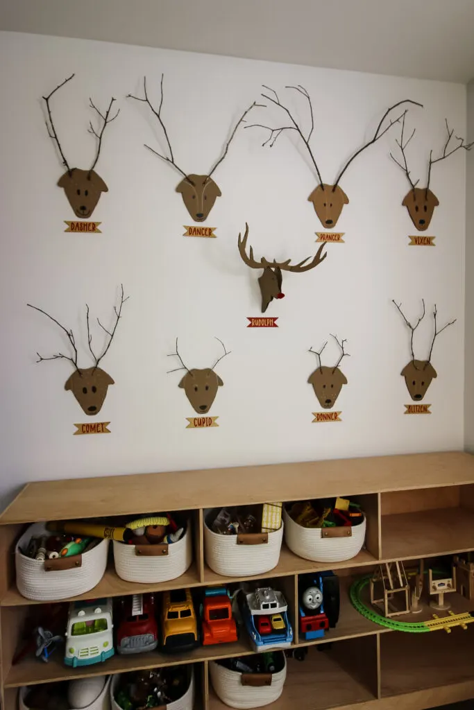 Cardboard reindeer wall display