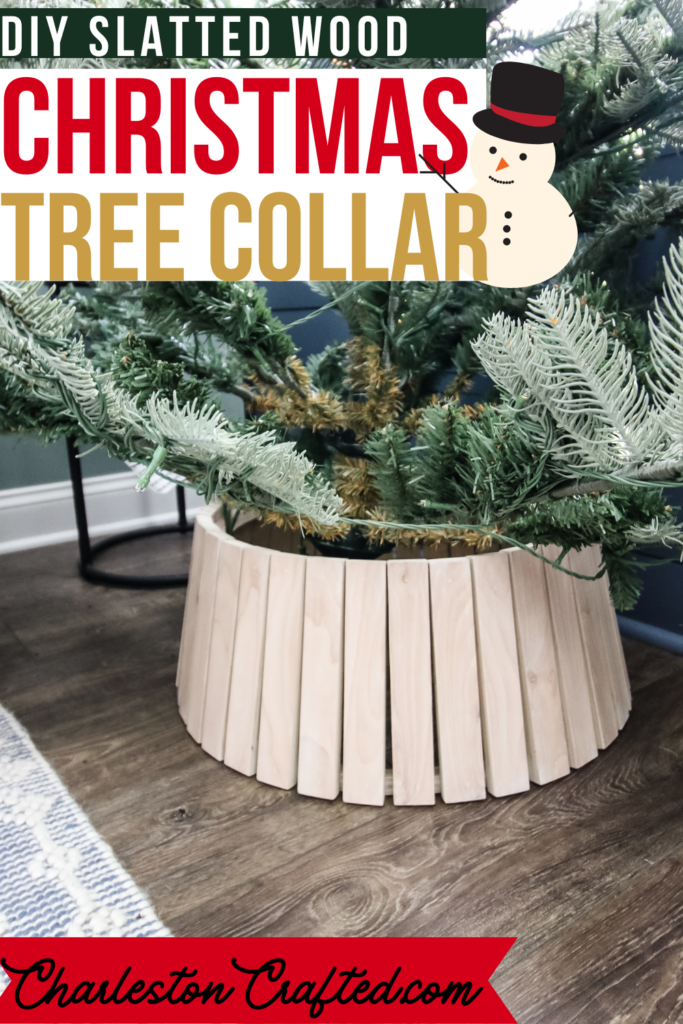 DIY slatted wood Christmas tree collar - Charleston Crafted