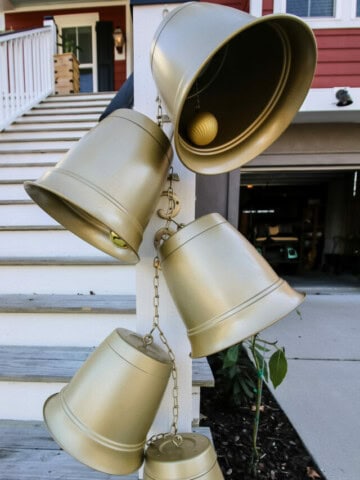 Giant jingle bells hanging on chain