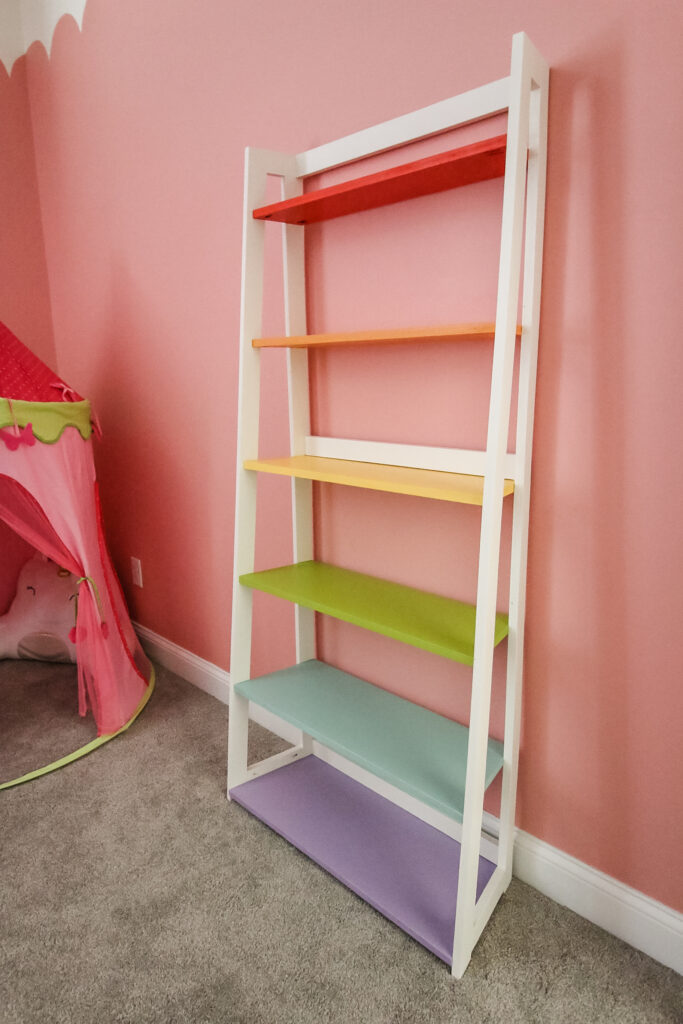 Completed angled rainbow shelf