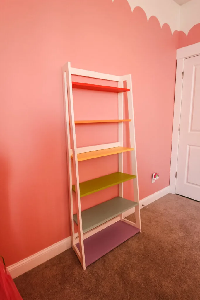 Full image of rainbow angled ladder toy shelf