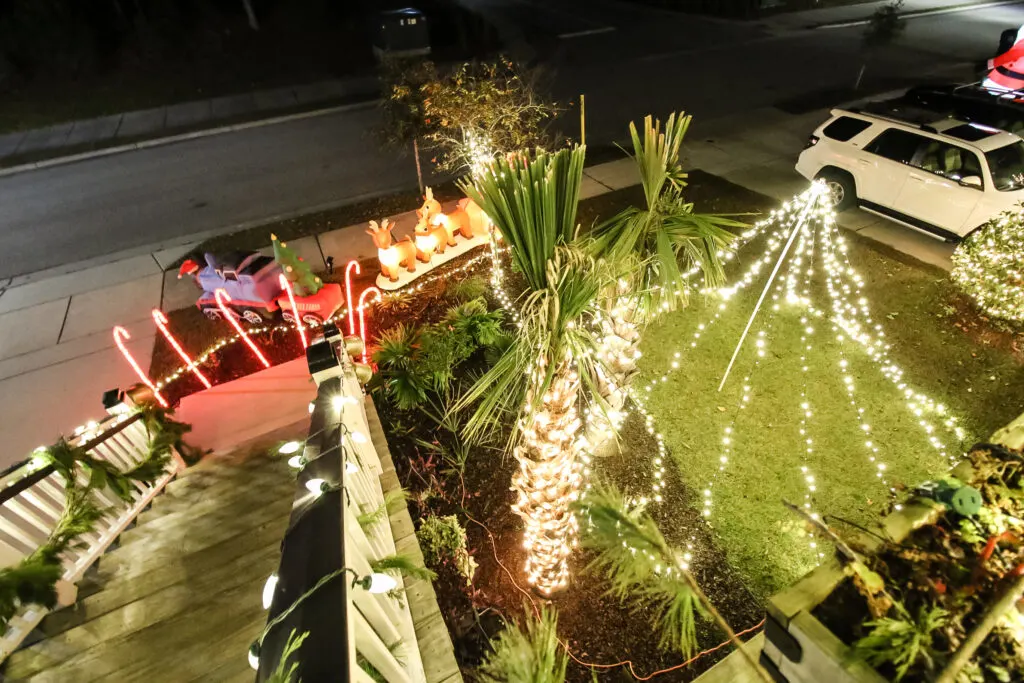 overhead view of 2022 christmas outdoor decor