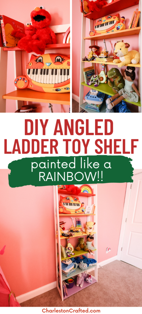 DIY angled ladder shelf - Charleston Crafted