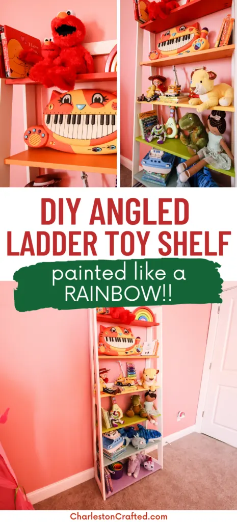 DIY angled ladder shelf - Charleston Crafted