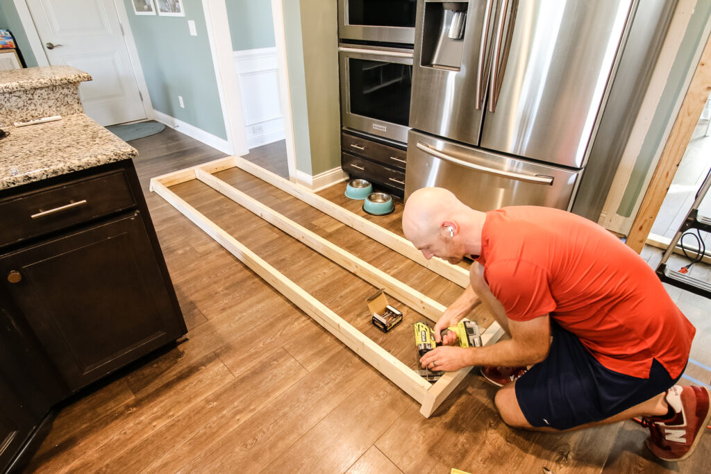 Building walls to insert framing for pantry