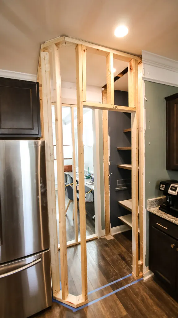 Pantry expansion framing in place
