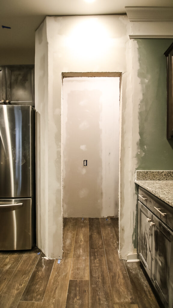 Doorway filled with drywall