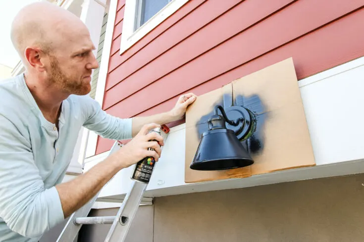 spray painting an outdoor light fixture