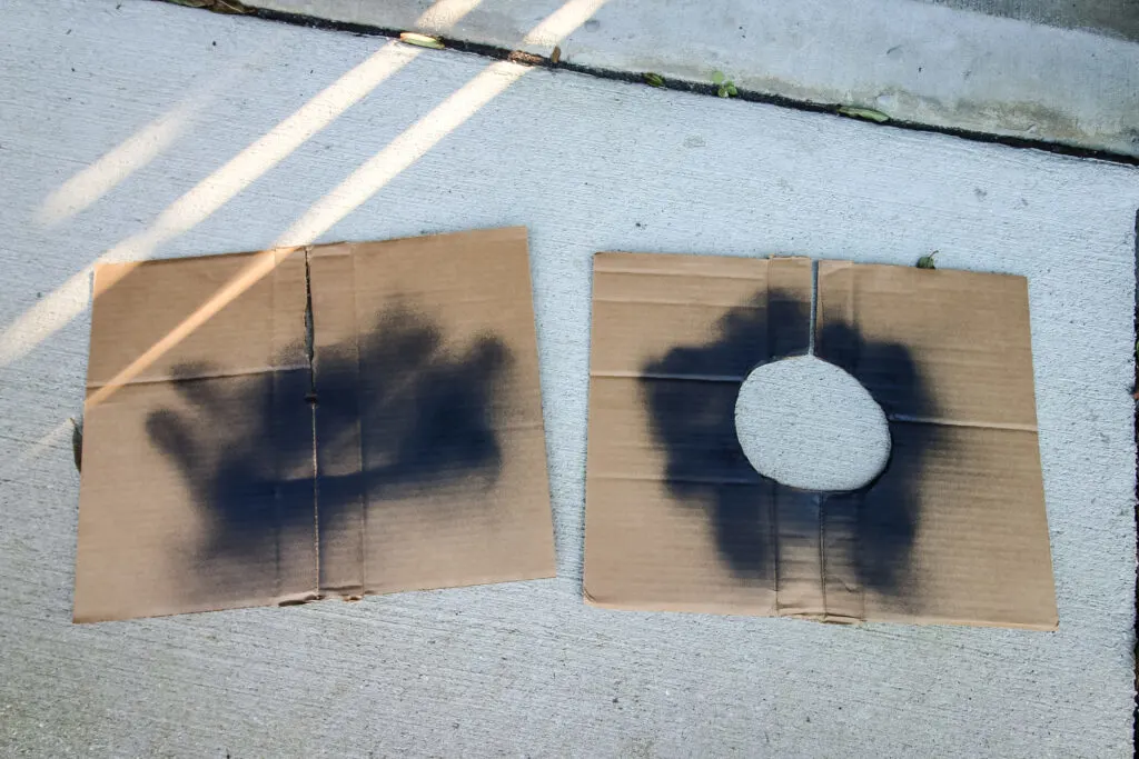 cardboard cut to paint outdoor light fixture without taking it down