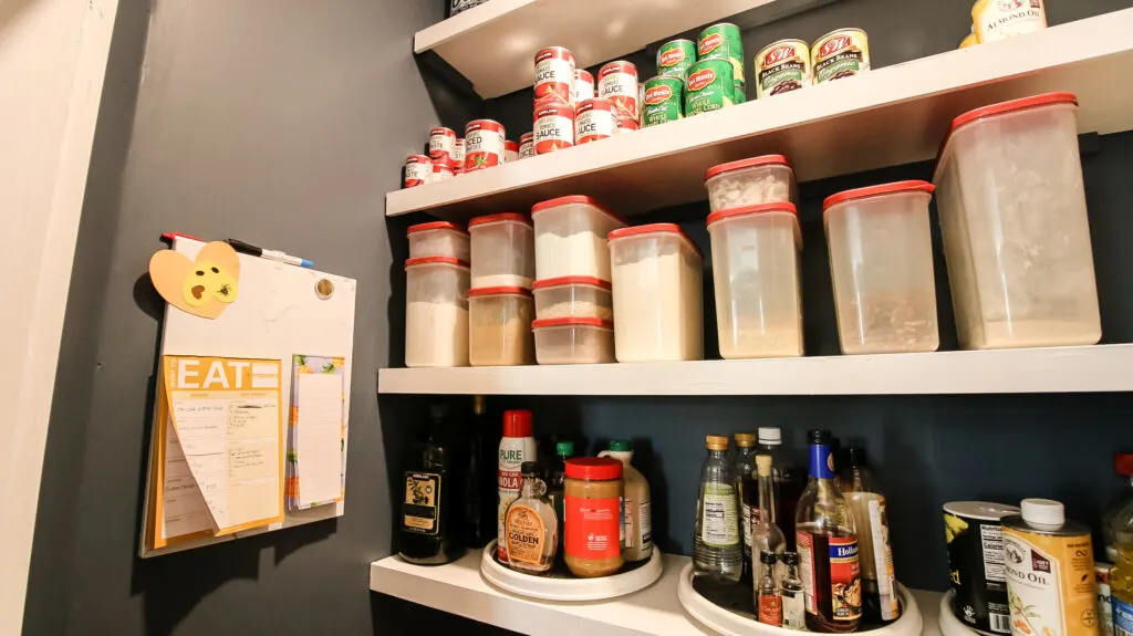 After images of organization inside DIY pantry