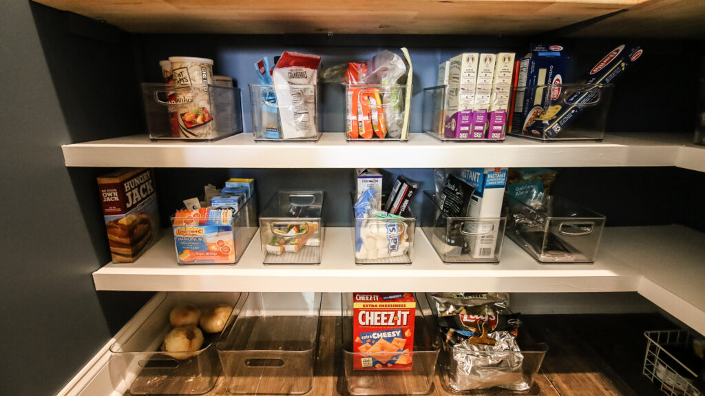 After images of organization inside DIY pantry