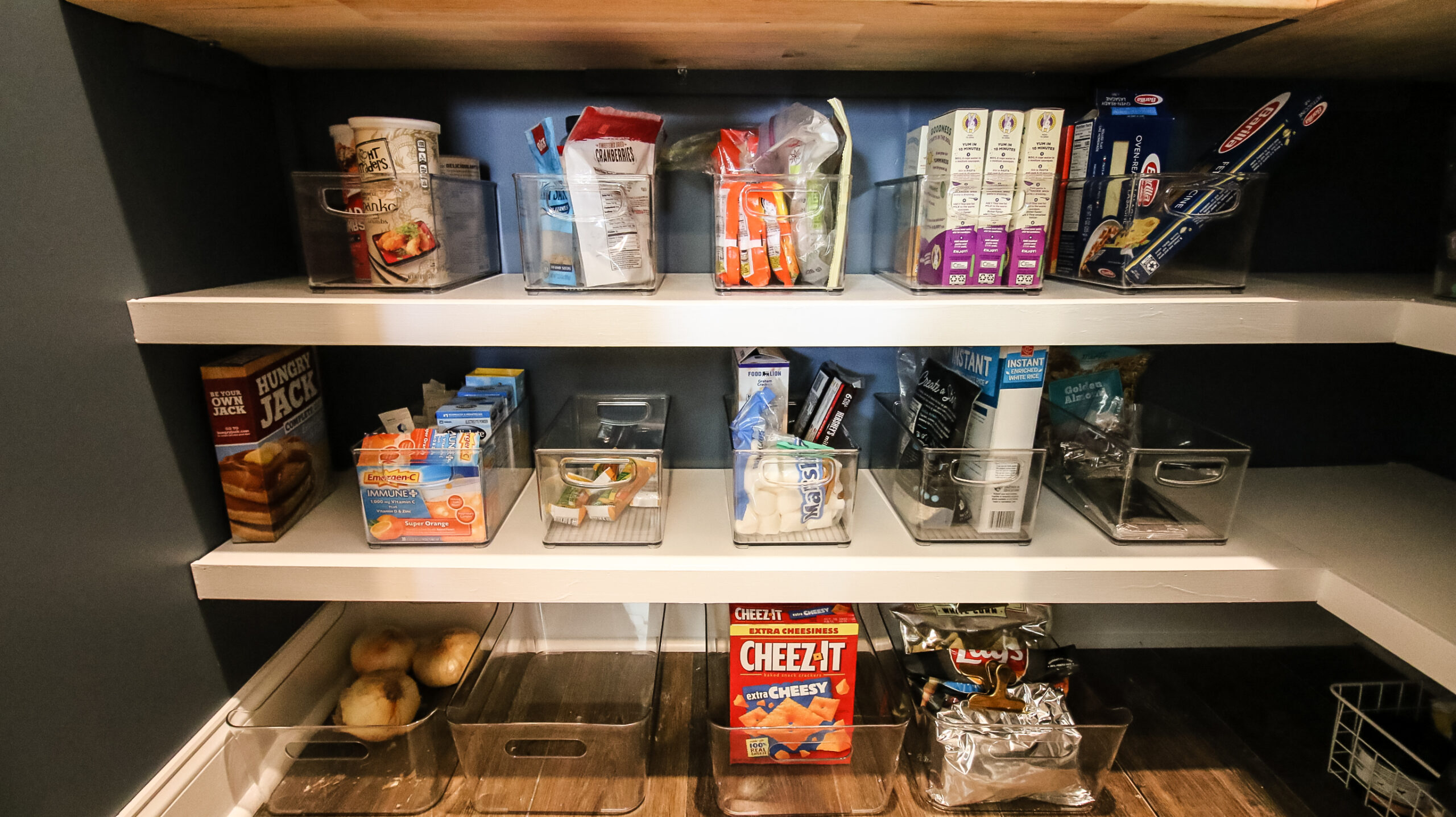 After images of organization inside DIY pantry
