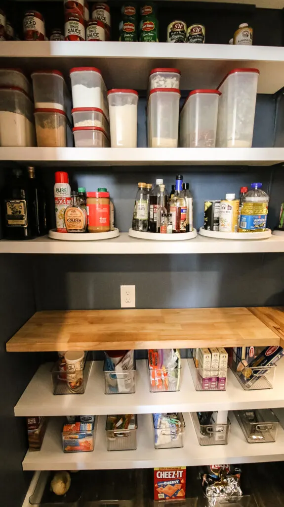 After images of organization inside DIY pantry