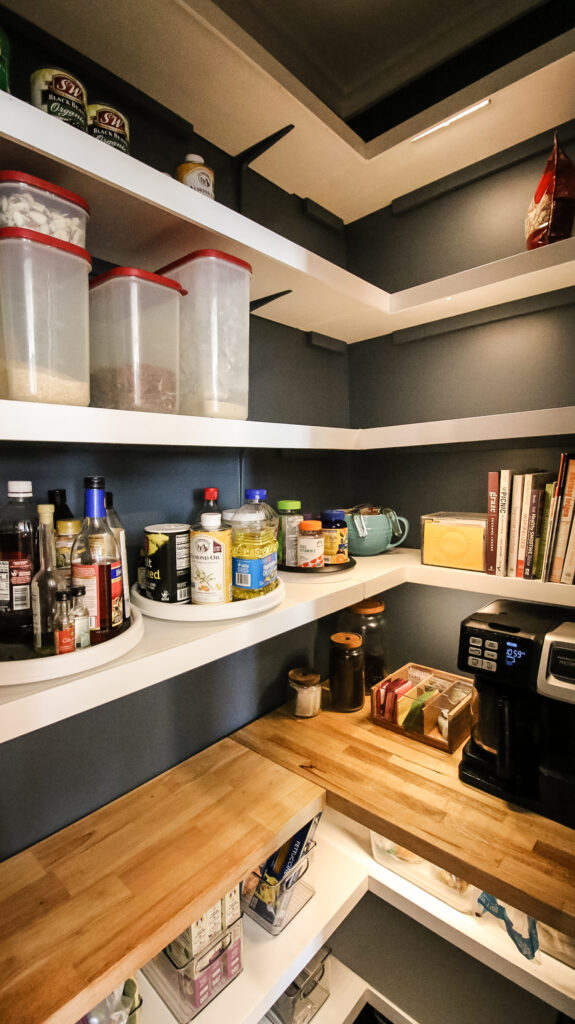 After images of organization inside DIY pantry