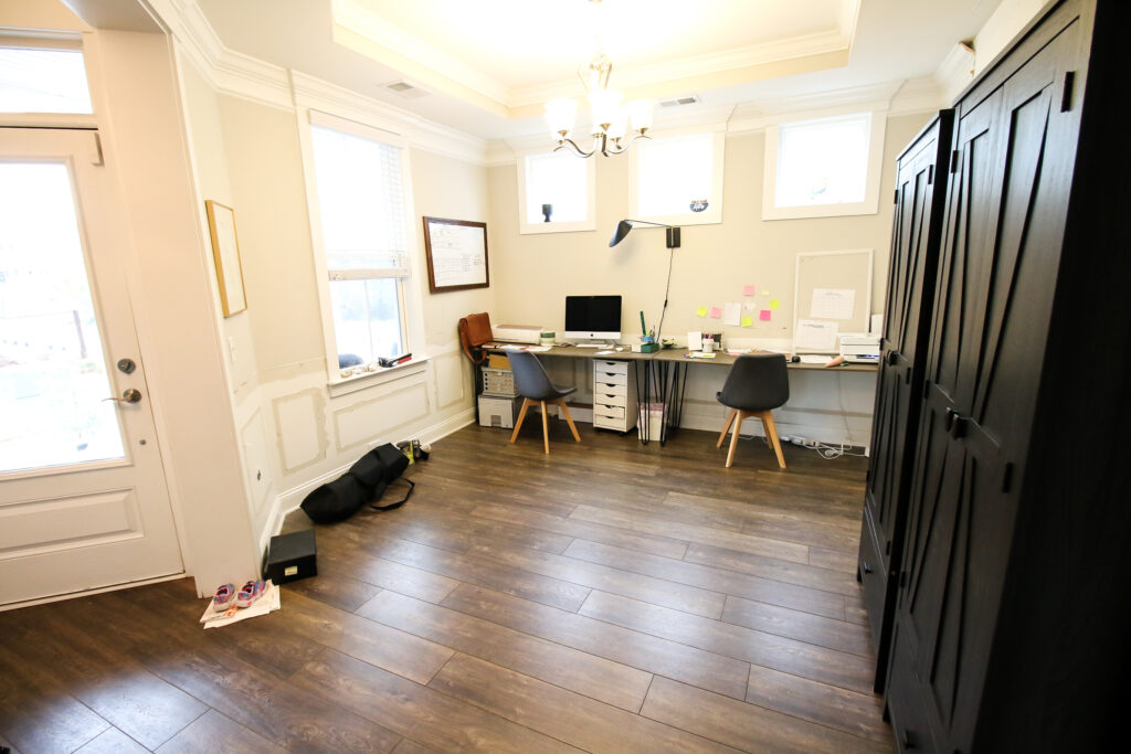 Office before with molding and wainscoting