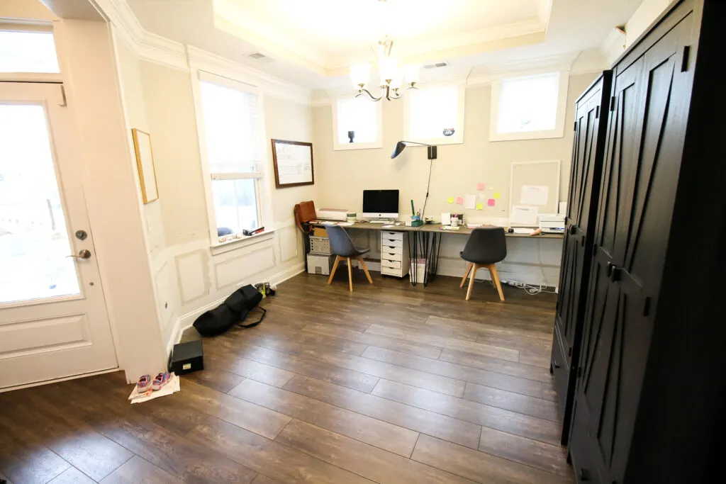 Office before with molding and wainscoting