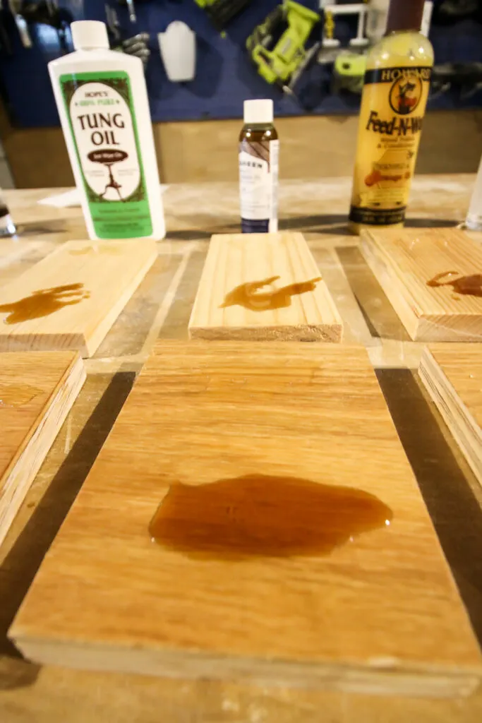 linseed oil with coffee and water spilled on it